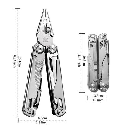 18 in 1 Silvery Outdoor Multitool Pliers Stainless Steel Folding Full Locking Combination Camping Multitool Pliers With Bits Driver