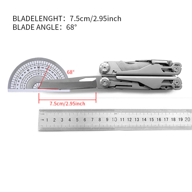 18 in 1 Silvery Outdoor Multitool Pliers Stainless Steel Folding Full Locking Combination Camping Multitool Pliers With Bits Driver