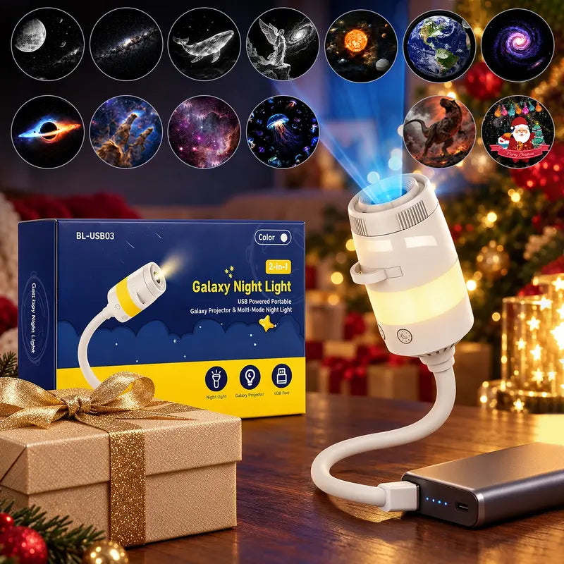 2026 Upgraded 2-In-1 HD Ocean Galaxy Planetarium Starry Sky Light Projector Lamp, Interchangeable Projection Lenses, 360° Rotatable USB Bedtime Relaxation Night Light, Ceiling Star & Moon Decor, Cool Gift for Kids,Toolupgrade