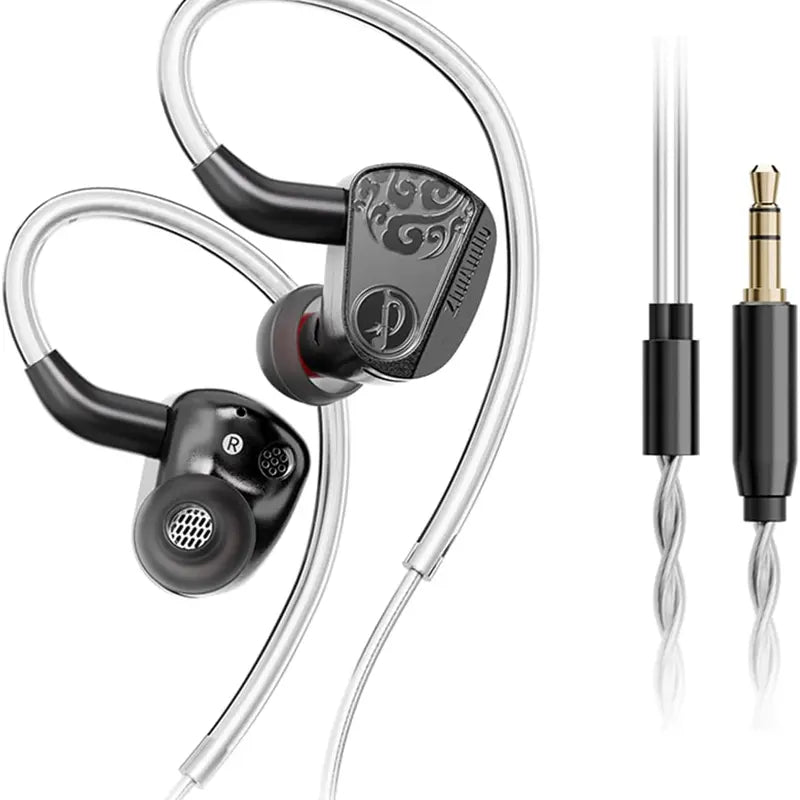Zhulinniao Z3 Wired IEM Earphones, Metal Dual-Driver Hifi Headphones with Mic, 0.78Mm 2-Pin Detachable Cable, 3.5Mm Jack, Water-Resistant for Gaming, Game Console, Streaming Equipment, Cellphones (10Hz Frequency Response)
