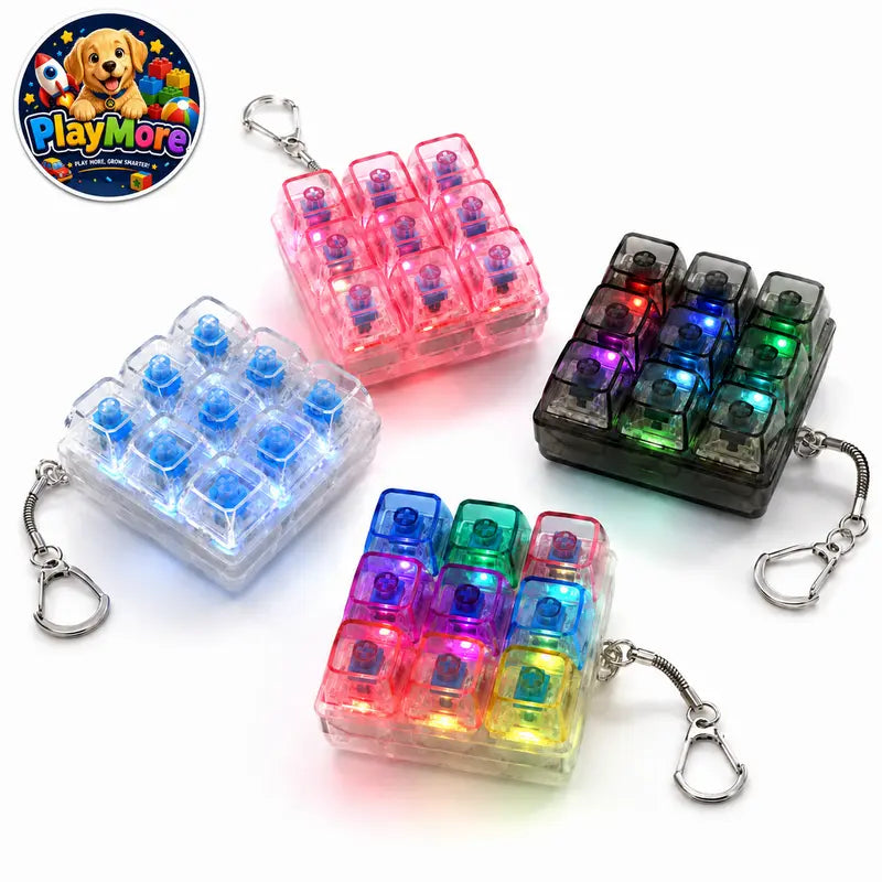 Keyboard Keychain RGB Fidget Toy Light up Sensory Toy Stress Relief Toy Portable Gift for Teens and Adults