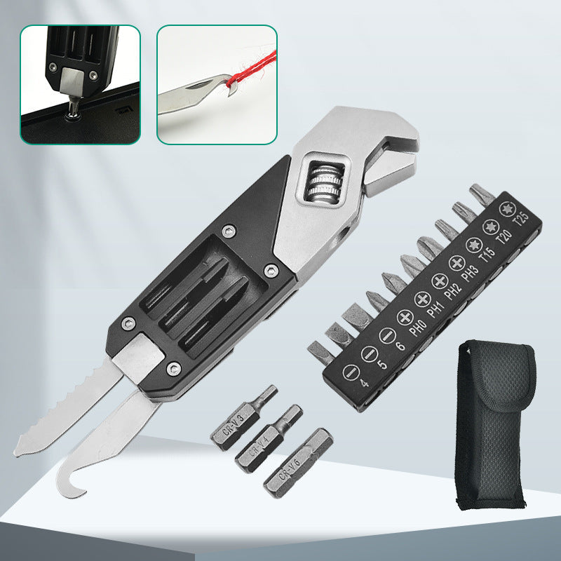 Multitool Wrench With 8 Tools/Pliers/Wire Cutter/Flat Screwdriver/Phillips Screwdriver/Portable Folding Multifunctional Adjustable Multi Purpose Stainless Steel Tool