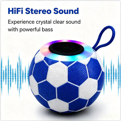 Soccer-Shaped Bluetooth 5.0 Wireless Stereo Speaker - 5W LED Light, ABS Body, 4.72In Diameter, Crystal Hi-Res Audio, 20Khz Bass, USB/TF Connectivity, up to 6H Battery Life, Smartphone Compatible, Compact Desktop Gift (Black, Colorful) for Outdoor Use