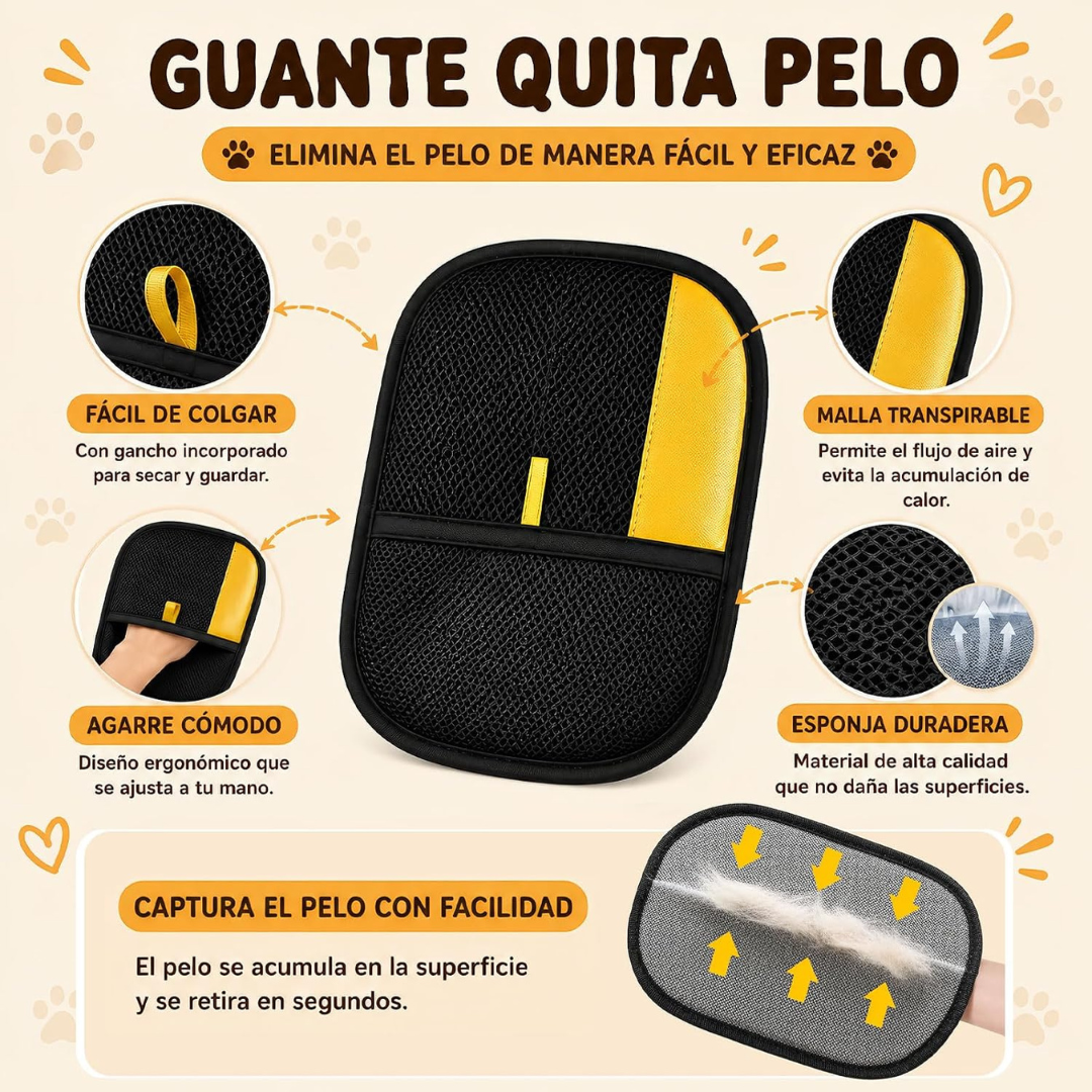 Guante para Eliminar Pelo de Mascotas.
