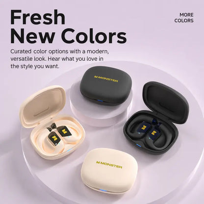 Monster Open Ear Wireless Audio Earbuds - Bluetooth 6.0 Headset with Ear Hooks, Detachable Neckband, 100H Playtime, ENC Calls, Low Latency, Noise Reduction, Secure Comfortable Fit for Running, Gym, Daily Use - Stable Connection - Tiktokshopbacktoschool