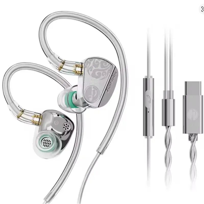 Zhulinniao Z3 Wired IEM Earphones, Metal Dual-Driver Hifi Headphones with Mic, 0.78Mm 2-Pin Detachable Cable, 3.5Mm Jack, Water-Resistant for Gaming, Game Console, Streaming Equipment, Cellphones (10Hz Frequency Response)