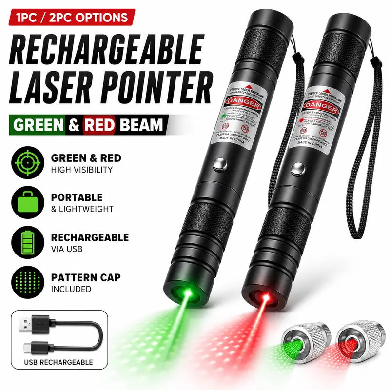 Rechargeable Green Laser Pointer for TV, LED & LCD Screen Presentations, Office, Outdoor, Construction & Pet Interactive Play
