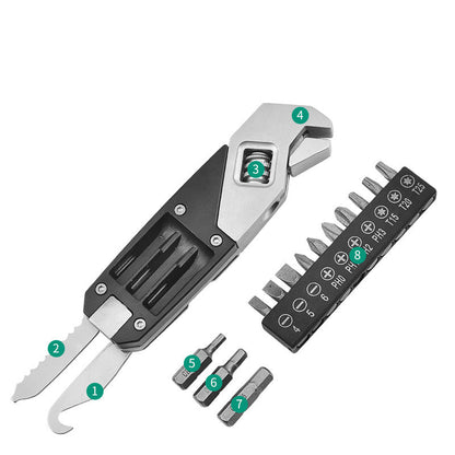 Multitool Wrench With 8 Tools/Pliers/Wire Cutter/Flat Screwdriver/Phillips Screwdriver/Portable Folding Multifunctional Adjustable Multi Purpose Stainless Steel Tool