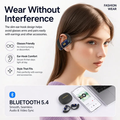 Monster Open Ear Wireless Audio Earbuds - Bluetooth 6.0 Headset with Ear Hooks, Detachable Neckband, 100H Playtime, ENC Calls, Low Latency, Noise Reduction, Secure Comfortable Fit for Running, Gym, Daily Use - Stable Connection - Tiktokshopbacktoschool