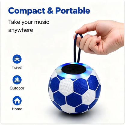 Soccer-Shaped Bluetooth 5.0 Wireless Stereo Speaker - 5W LED Light, ABS Body, 4.72In Diameter, Crystal Hi-Res Audio, 20Khz Bass, USB/TF Connectivity, up to 6H Battery Life, Smartphone Compatible, Compact Desktop Gift (Black, Colorful) for Outdoor Use