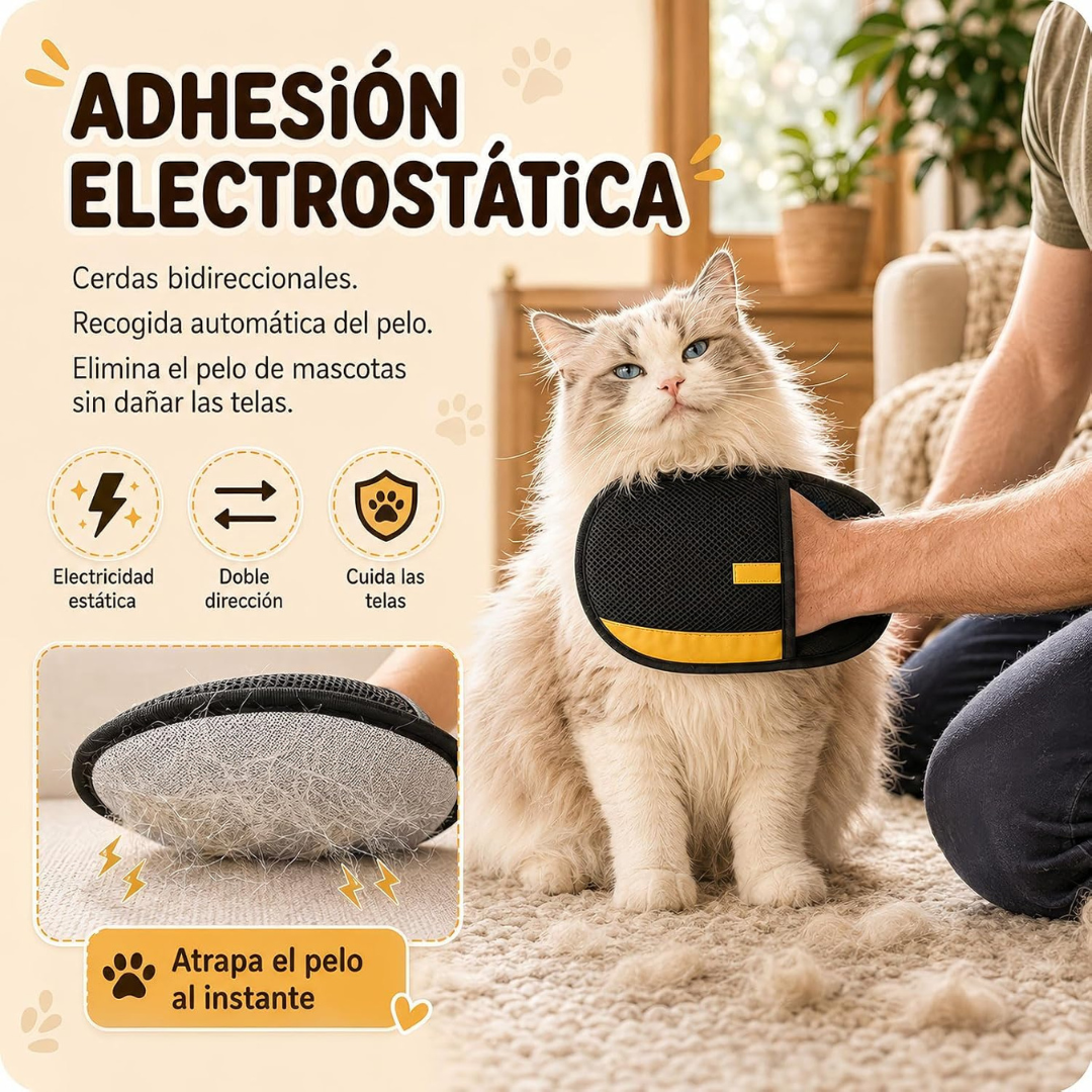 Guante para Eliminar Pelo de Mascotas.