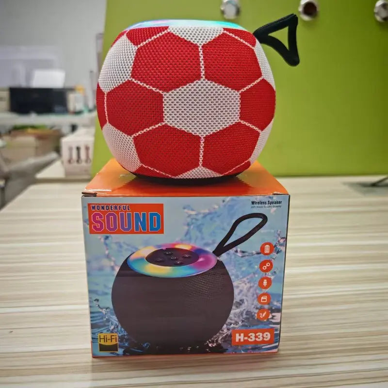 Soccer-Shaped Bluetooth 5.0 Wireless Stereo Speaker - 5W LED Light, ABS Body, 4.72In Diameter, Crystal Hi-Res Audio, 20Khz Bass, USB/TF Connectivity, up to 6H Battery Life, Smartphone Compatible, Compact Desktop Gift (Black, Colorful) for Outdoor Use
