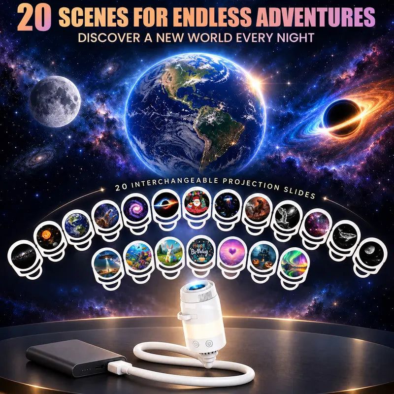 2026 Upgraded 2-In-1 HD Ocean Galaxy Planetarium Starry Sky Light Projector Lamp, Interchangeable Projection Lenses, 360° Rotatable USB Bedtime Relaxation Night Light, Ceiling Star & Moon Decor, Cool Gift for Kids,Toolupgrade
