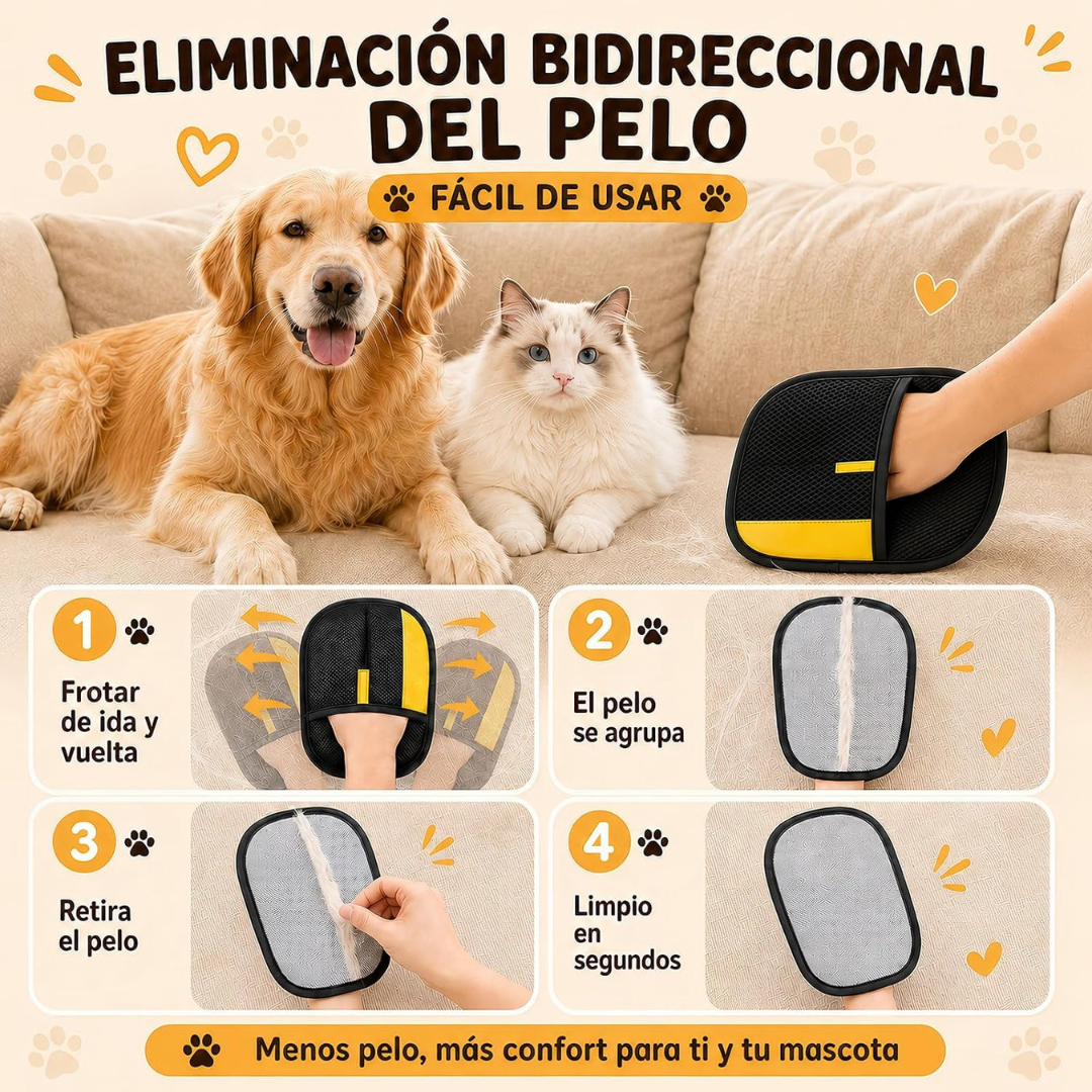 Guante para Eliminar Pelo de Mascotas.