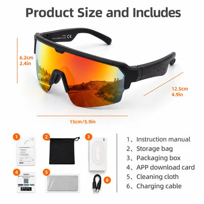 CARRY WIT Bluetooth 5.4 Smart Glasses Sunglasses - Wireless Audio Eyewear, Portable Control Smart Glasses with Open-Ear Sound, Music Playback, Hands-Free Calls, Sport Pro Orange for Cycling, Outdoor Use (Cool Gadgets to Buy)
