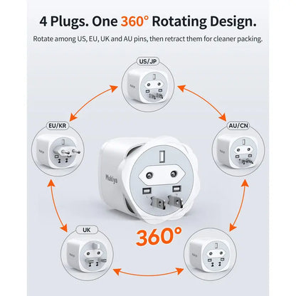 Mukiya 70W GaN Universal Travel Adapter with PD Wall Charger - 360° Rotating International Plug for US/EU/UK/AU, Ideal for MacBook Pro/Air/Neo, iPhone 18/17, Galaxy S26/S25, iPad, and Steam Deck