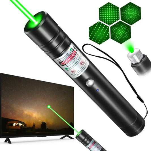Rechargeable Green Laser Pointer for TV, LED & LCD Screen Presentations, Office, Outdoor, Construction & Pet Interactive Play