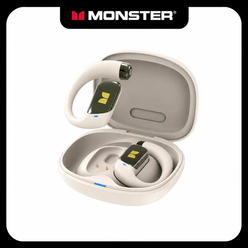 Monster Open Ear Wireless Audio Earbuds - Bluetooth 6.0 Headset with Ear Hooks, Detachable Neckband, 100H Playtime, ENC Calls, Low Latency, Noise Reduction, Secure Comfortable Fit for Running, Gym, Daily Use - Stable Connection - Tiktokshopbacktoschool