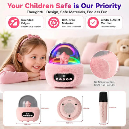 BEBANG Mini Karaoke Machine for 3+ Years Old Girls, Battery-Powered Kids Toy with 2 Wireless Microphones, Portable Bluetooth Speaker, Multifunction Play, Cool Gifts for Kids Christmas/Birthday