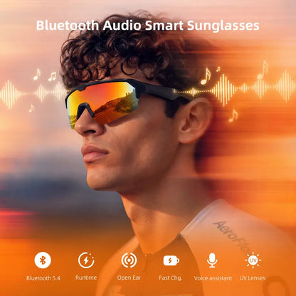 CARRY WIT Bluetooth 5.4 Smart Glasses Sunglasses - Wireless Audio Eyewear, Portable Control Smart Glasses with Open-Ear Sound, Music Playback, Hands-Free Calls, Sport Pro Orange for Cycling, Outdoor Use (Cool Gadgets to Buy)