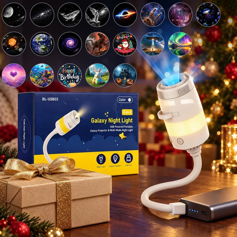 2026 Upgraded 2-In-1 HD Ocean Galaxy Planetarium Starry Sky Light Projector Lamp, Interchangeable Projection Lenses, 360° Rotatable USB Bedtime Relaxation Night Light, Ceiling Star & Moon Decor, Cool Gift for Kids,Toolupgrade