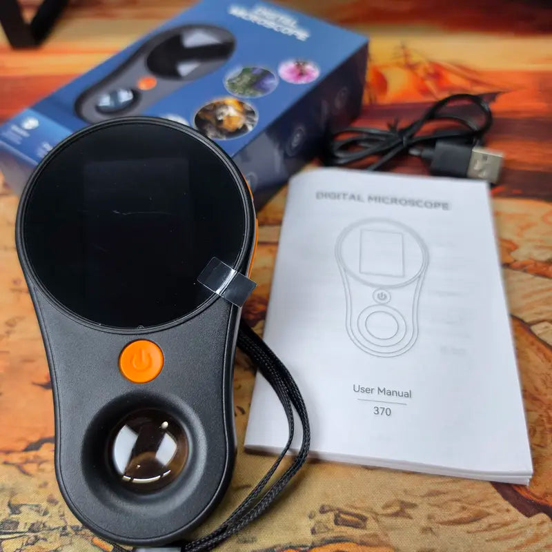 2-In-1 Portable Digital Microscope 500X with 2" IPS Screen, 8 LED Lights & Built-In Optical Magnifying Glass – Handheld Coin Magnifier for Collectors