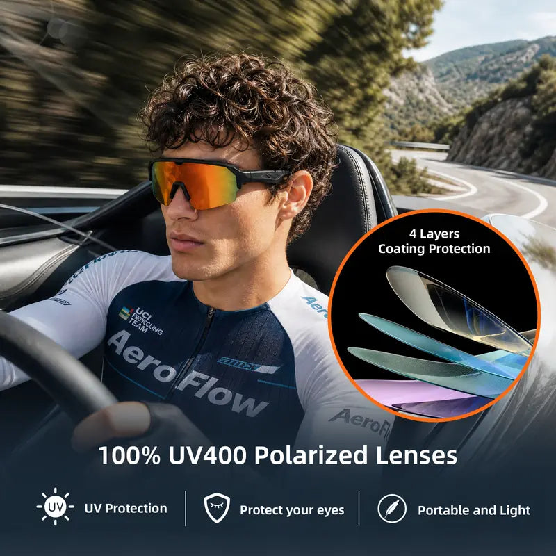 CARRY WIT Bluetooth 5.4 Smart Glasses Sunglasses - Wireless Audio Eyewear, Portable Control Smart Glasses with Open-Ear Sound, Music Playback, Hands-Free Calls, Sport Pro Orange for Cycling, Outdoor Use (Cool Gadgets to Buy)