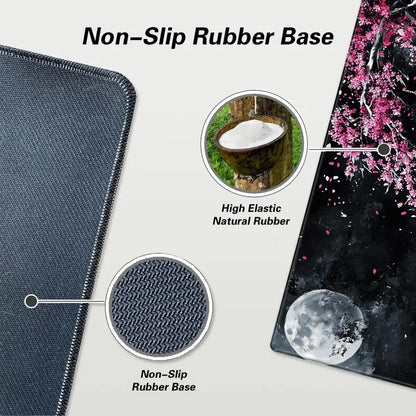 Cherry Blossom Landscape Pattern Mouse Pad, 1 Count Rectangle Gaming Mouse Pad with Non-Slip Rubber Base, Suitable for Home, Office & Game Room, Desk Accessories, Computer Accessories Giftideas,Home Decor