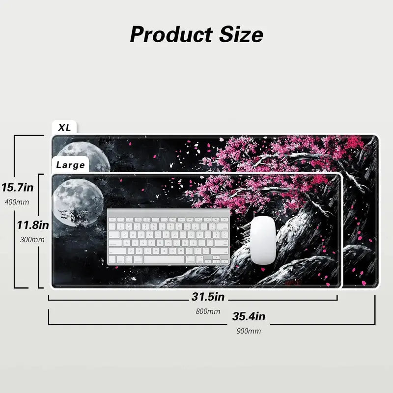 Cherry Blossom Landscape Pattern Mouse Pad, 1 Count Rectangle Gaming Mouse Pad with Non-Slip Rubber Base, Suitable for Home, Office & Game Room, Desk Accessories, Computer Accessories Giftideas,Home Decor