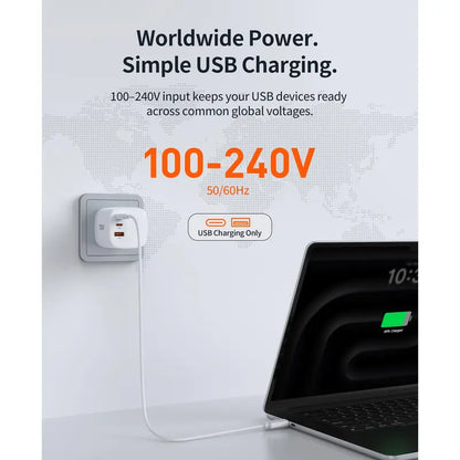 Mukiya 70W GaN Universal Travel Adapter with PD Wall Charger - 360° Rotating International Plug for US/EU/UK/AU, Ideal for MacBook Pro/Air/Neo, iPhone 18/17, Galaxy S26/S25, iPad, and Steam Deck