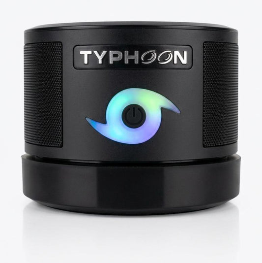 TYPHOON Tumbler Speaker, Portable Bluetooth 5.0 Wireless Speaker, IPX67 Waterproof, Dual 4W Drivers, 6-8H Playtime, USB-C Rechargeable, LED Light, Built-In Mic, TWS Stereo Pairing, Black & White
