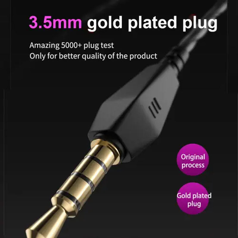 AK6 Wired Gaming Earbuds - Hi-Fi In-Ear Headset with Active Noise Reduction, Microphone, Heavy Bass Stereo Audio, 3.5mm Jack for Gaming, Music, PC, and Mobile Devices