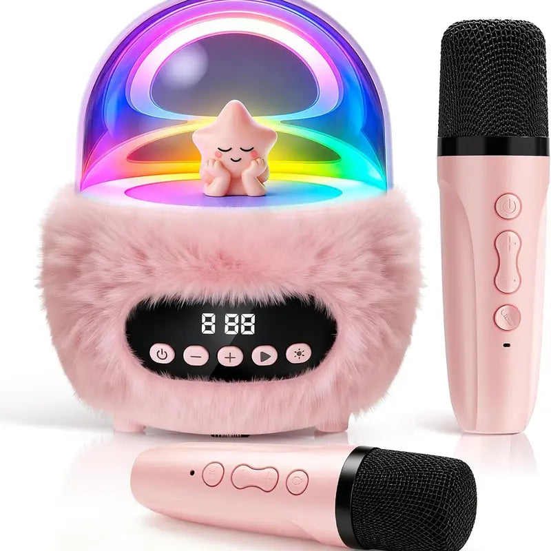 BEBANG Mini Karaoke Machine for 3+ Years Old Girls, Battery-Powered Kids Toy with 2 Wireless Microphones, Portable Bluetooth Speaker, Multifunction Play, Cool Gifts for Kids Christmas/Birthday