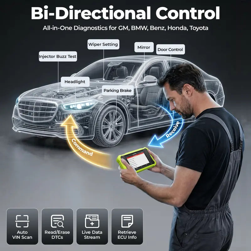 Creader Elite X500 Handheld Automotive Bidirectional Scan Tool - Comprehensive OBD2 Diagnostic Tool with Free Reset Services, ECU Coding, Auto VIN, Wireless Support, Lifetime Free Updates, and Tool Upgrade