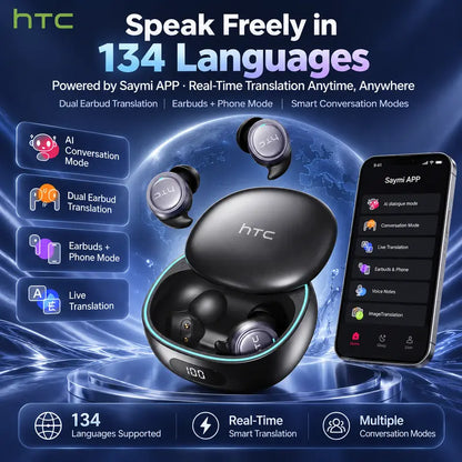 HTC NE96 Mini Invisible Translation Earbuds - Metal-Plastic Bluetooth 6.0 300Mah Rechargeable In-Ear Wireless Headphones, Life Waterproof Earbuds with Noise Isolation Mic, Remote Control, Electronic Cool Gadgets for Sports, Gifts for Adults,Techvibes