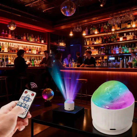 Silicone Aurora Projector with Remote Control - Northern Lights, Color-Changing Glow, Water Reflection Vortex Atmosphere, Non-Rechargeable, Compact Portable Rainbow Glow-In-The-Dark Novelty Lighting for Home Improvement