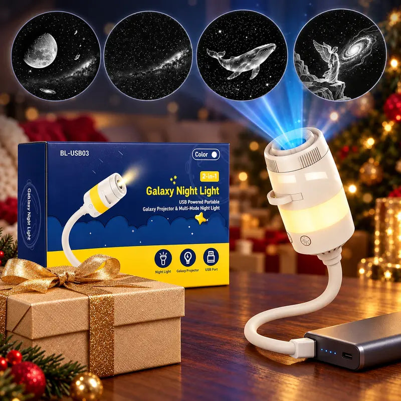 2026 Upgraded 2-In-1 HD Ocean Galaxy Planetarium Starry Sky Light Projector Lamp, Interchangeable Projection Lenses, 360° Rotatable USB Bedtime Relaxation Night Light, Ceiling Star & Moon Decor, Cool Gift for Kids,Toolupgrade