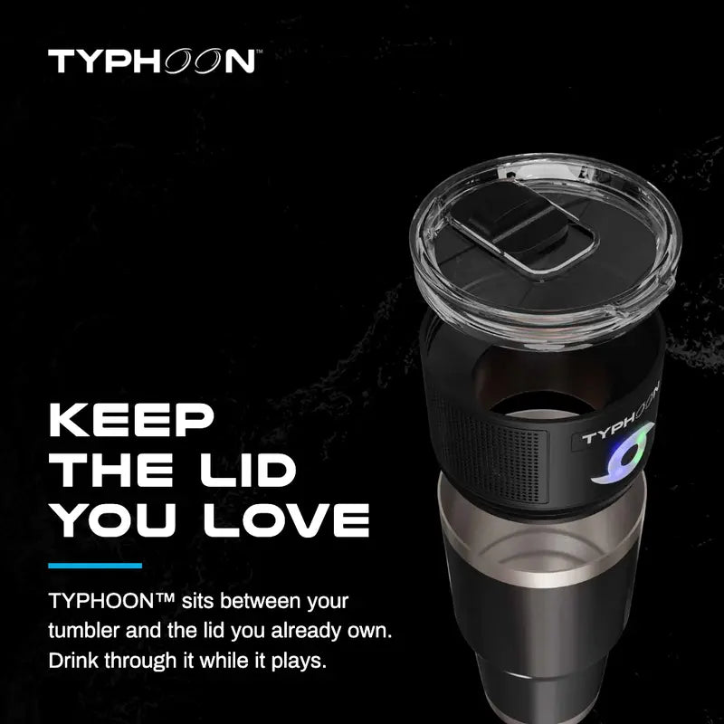 TYPHOON Tumbler Speaker, Portable Bluetooth 5.0 Wireless Speaker, IPX67 Waterproof, Dual 4W Drivers, 6-8H Playtime, USB-C Rechargeable, LED Light, Built-In Mic, TWS Stereo Pairing, Black & White