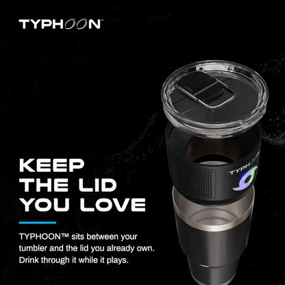 TYPHOON Tumbler Speaker, Portable Bluetooth 5.0 Wireless Speaker, IPX67 Waterproof, Dual 4W Drivers, 6-8H Playtime, USB-C Rechargeable, LED Light, Built-In Mic, TWS Stereo Pairing, Black & White