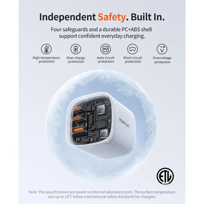 Mukiya 70W GaN Universal Travel Adapter with PD Wall Charger - 360° Rotating International Plug for US/EU/UK/AU, Ideal for MacBook Pro/Air/Neo, iPhone 18/17, Galaxy S26/S25, iPad, and Steam Deck