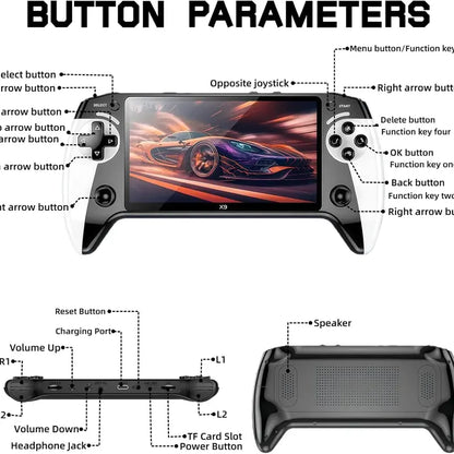 X9 Rechargeable Handheld Game Console with 10 Built-In Emulator Games - Portable Wireless Gaming for Home and Travel