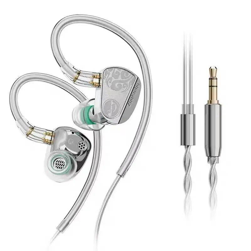 Zhulinniao Z3 Wired IEM Earphones, Metal Dual-Driver Hifi Headphones with Mic, 0.78Mm 2-Pin Detachable Cable, 3.5Mm Jack, Water-Resistant for Gaming, Game Console, Streaming Equipment, Cellphones (10Hz Frequency Response)