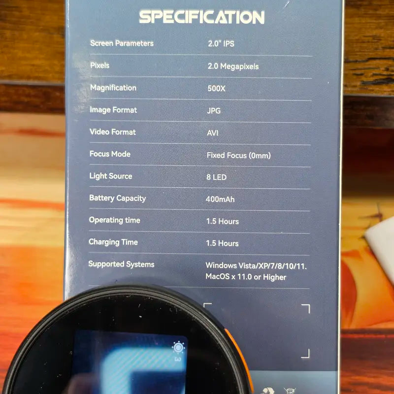 2-In-1 Portable Digital Microscope 500X with 2" IPS Screen, 8 LED Lights & Built-In Optical Magnifying Glass – Handheld Coin Magnifier for Collectors