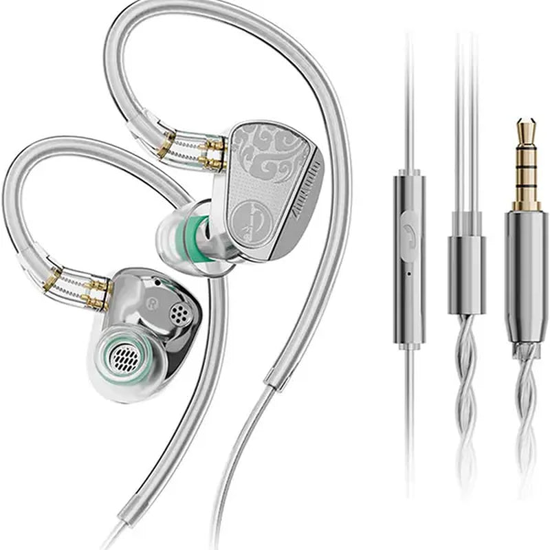 Zhulinniao Z3 Wired IEM Earphones, Metal Dual-Driver Hifi Headphones with Mic, 0.78Mm 2-Pin Detachable Cable, 3.5Mm Jack, Water-Resistant for Gaming, Game Console, Streaming Equipment, Cellphones (10Hz Frequency Response)