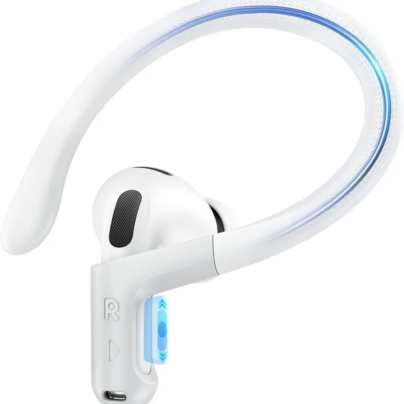 Gcioii Soft Silicone Ear Hooks with Anti-Lost Lanyard for Airpods Pro 1/2/3 & Airpods 3/4/5 - Durable, Adjustable, Sweat-Proof, Anti-Slip Sport Grip Audio Headphone Accessories, Comfortable Secure Fit, Quick Install, Gcioii Guarantee (White, Upgraded)