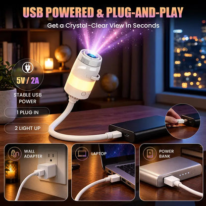 2026 Upgraded 2-In-1 HD Ocean Galaxy Planetarium Starry Sky Light Projector Lamp, Interchangeable Projection Lenses, 360° Rotatable USB Bedtime Relaxation Night Light, Ceiling Star & Moon Decor, Cool Gift for Kids,Toolupgrade