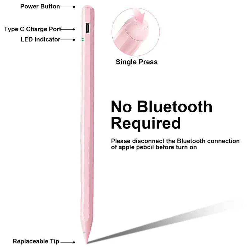 Dotflow Capacitive Stylus Pen for Tablets - Touch Pen with Fast Charging, Palm Rejection, Tilt Sensitivity, Button Control, Aluminum Body, Replacement Tips, 9-Hour Battery Life for Drawing, Art