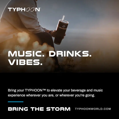 TYPHOON Tumbler Speaker, Portable Bluetooth 5.0 Wireless Speaker, IPX67 Waterproof, Dual 4W Drivers, 6-8H Playtime, USB-C Rechargeable, LED Light, Built-In Mic, TWS Stereo Pairing, Black & White