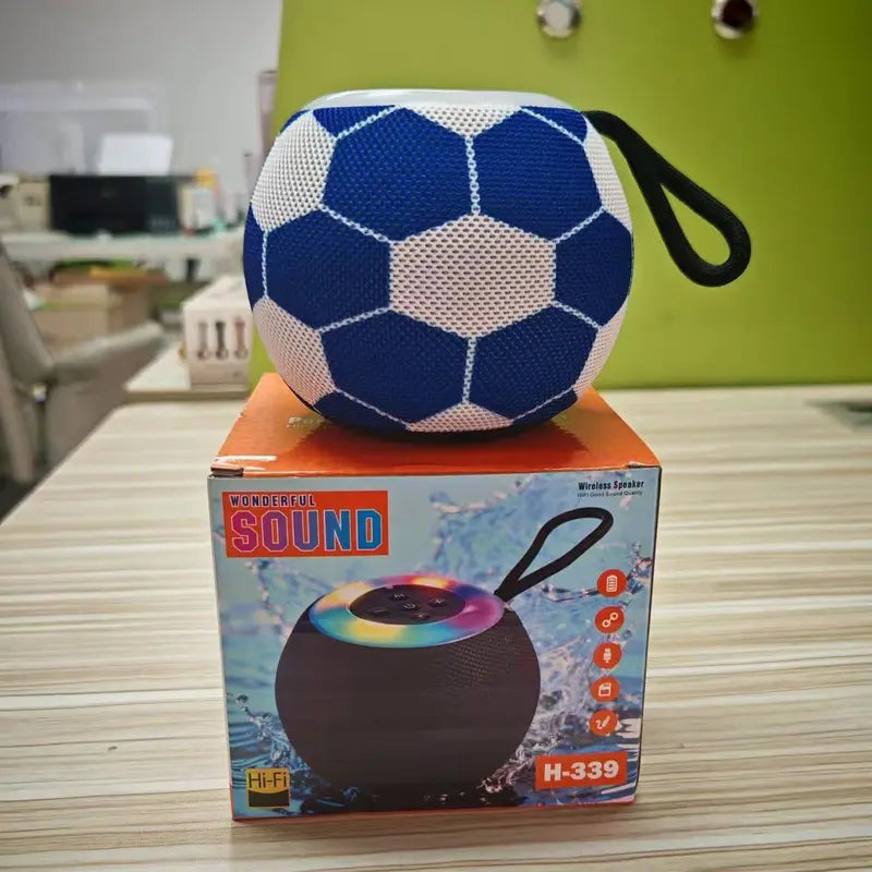Soccer-Shaped Bluetooth 5.0 Wireless Stereo Speaker - 5W LED Light, ABS Body, 4.72In Diameter, Crystal Hi-Res Audio, 20Khz Bass, USB/TF Connectivity, up to 6H Battery Life, Smartphone Compatible, Compact Desktop Gift (Black, Colorful) for Outdoor Use