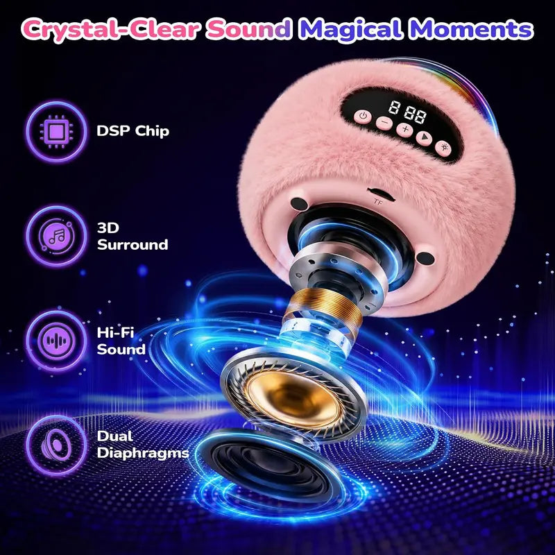 BEBANG Mini Karaoke Machine for 3+ Years Old Girls, Battery-Powered Kids Toy with 2 Wireless Microphones, Portable Bluetooth Speaker, Multifunction Play, Cool Gifts for Kids Christmas/Birthday